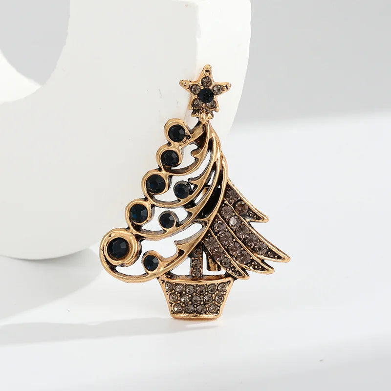 Baroque Luxury Christmas Tree Design Brooches and Pins for Men and Women, Jewelry, Fashion Accessories, and Party Gifts