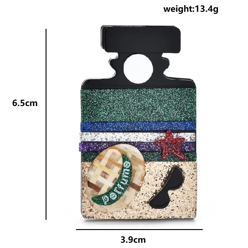 Wuli&baby Acrylic Beautiful Bottle Brooches Pins For Women Unisex With Hat Sunglasses Bottle Brooch Gifts