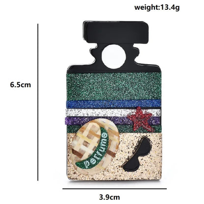 Wuli&baby Acrylic Beautiful Bottle Brooches Pins For Women Unisex With Hat Sunglasses Bottle Brooch Gifts