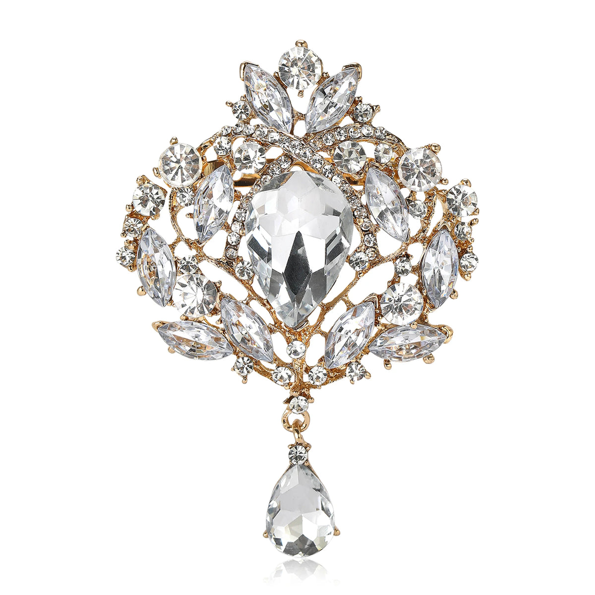 Beaut&Berry Rhinestone Luxury Brooches for Women Unisex Crystal Glass Pendant Pins Office Party Friend Gifts Jewelry Accessories