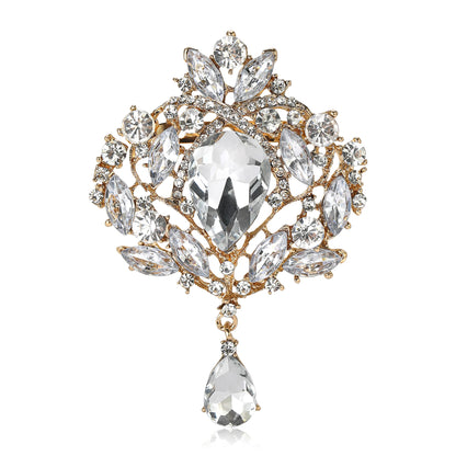 Beaut&Berry Rhinestone Luxury Brooches for Women Unisex Crystal Glass Pendant Pins Office Party Friend Gifts Jewelry Accessories