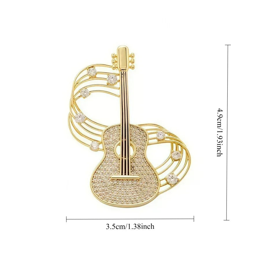 Rhinestone Musical Violin Brooches For Women Unisex Shell Musical Instrument Pins Backpack Decoration Clothes Accessories