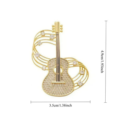 Rhinestone Musical Violin Brooches For Women Unisex Shell Musical Instrument Pins Backpack Decoration Clothes Accessories