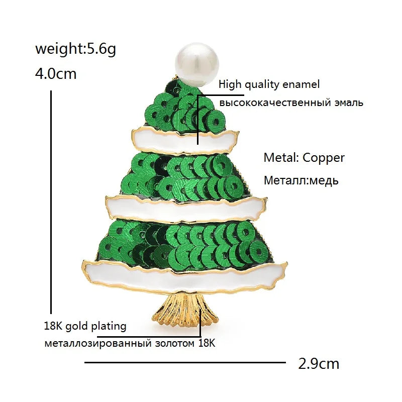 Wuli&baby New Shining Christmas Tree Brooches For Women Men High Quality Green New Year Trees Brooch Pins Gifts