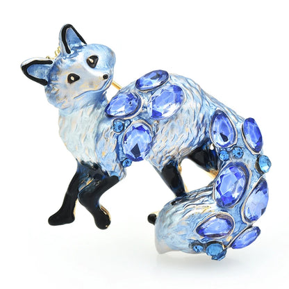 Wuli&baby Crystal Fox Brooches For Women Unisex Lovely Enamel 4-color Animal Party Casual Brooch Pins Gifts