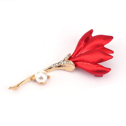 Stylish Charm Rose Brooch Shiny Rhinestone Flower Metal Women Brooch Lapel Pin Wedding Party Jewelry Accessories Gifts
