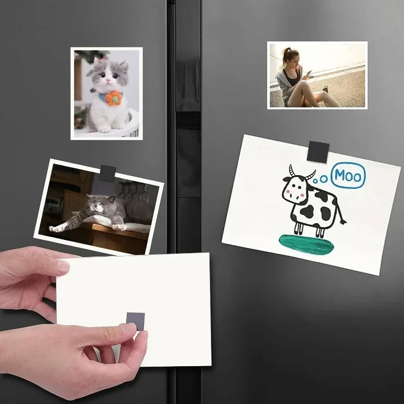 10Pcs Square Round Magnetic Dots Sheets Self Adhesive Magnet Sheet for Household Refrigerator Office Flexible Sticky Sticker Wholesale