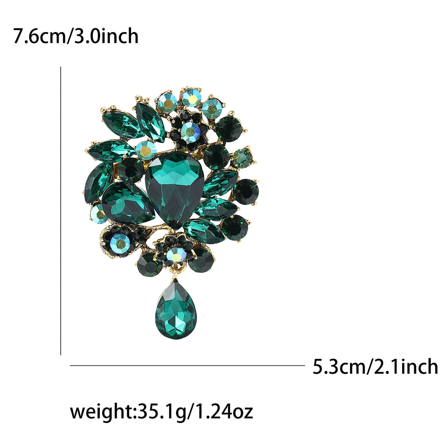 Beaut&Berry Vintage Crystal Glass Brooches for Women Unisex Rhinestone Pins Friends Party Gifts Banquet Jewellery Accessories