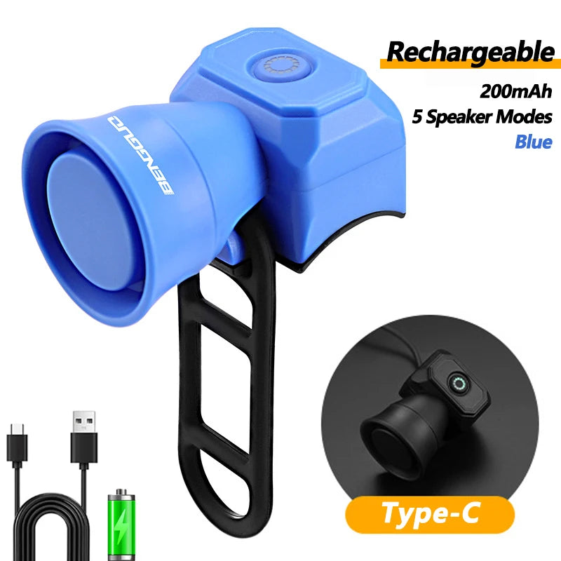 5 Modes Bicycle Horn Mountain Bike Mini Battery Waterproof Electronic Bike Bell Riding Equipment Children's Scooter Accessories
