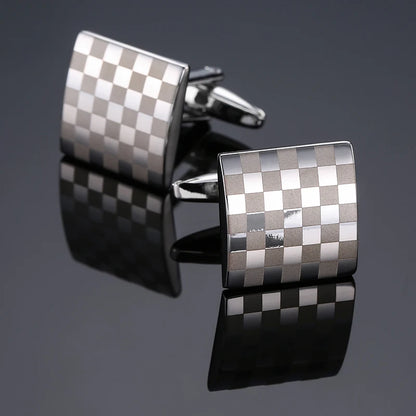 High end men's French shirt cufflinks Classic Square laser lattice wire drawing cuffs buttons business suit accessories jewelry