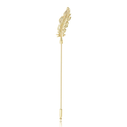 Beaut&Berry Luxury Glossy Feather Brooches for Women Unisex Creative Pins Casual Party Jewelry Accessories Gifts Decoration