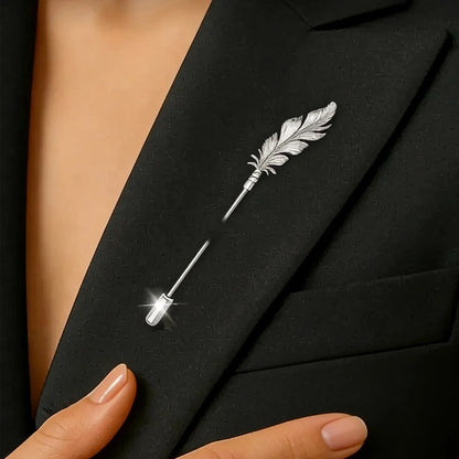 Beaut&Berry Luxury Glossy Feather Brooches for Women Unisex Creative Pins Casual Party Jewelry Accessories Gifts Decoration