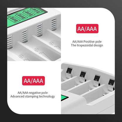 PUJIAMX AA/AAA Rechargeable Battery Charger LCD Display Portable Adapter USB Cable TypeC Batteries Interface Fast Charging Tool