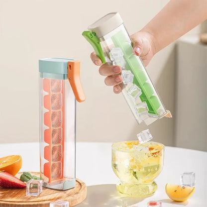 Creative One-Handed Ice Cube Mold Household Ice Making Artifact with 6 Compartments Ice Storage Box for Refrigerator