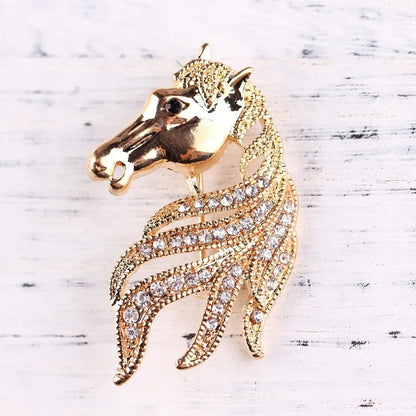 women men horse head brooch suit shawl exquisite accessories pins jewelry