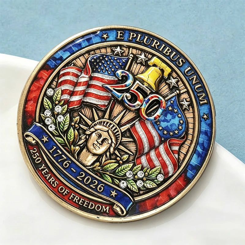 Wuli&baby American Coin Badge Brooches Vintage USA 250 Independence Day Party Office Brooch Pin Fashion Gifts