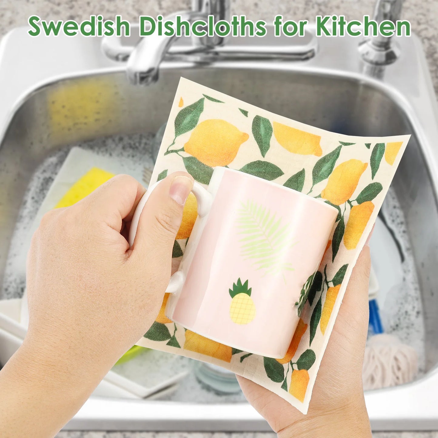 10Pcs Swedish Dishcloth High Water Absorbency Quick Drying Dish Rag Kitchen Cleaning Cloths Dish Towels Wet Dry Dishcloths