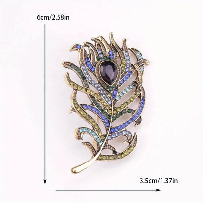 Women Girls Feather Rhinestone Brooches Jewelry Clothing Suit Pins Accessories