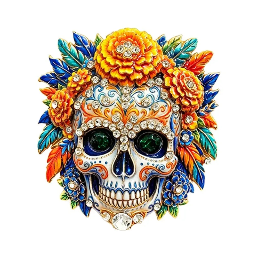 Halloween Sugar Skull Enamel Brooch Gothic Skeleton Pin Pumpkin Ghost Cat Badge for Coat Bag Day of The Dead Jewelry Party Gift