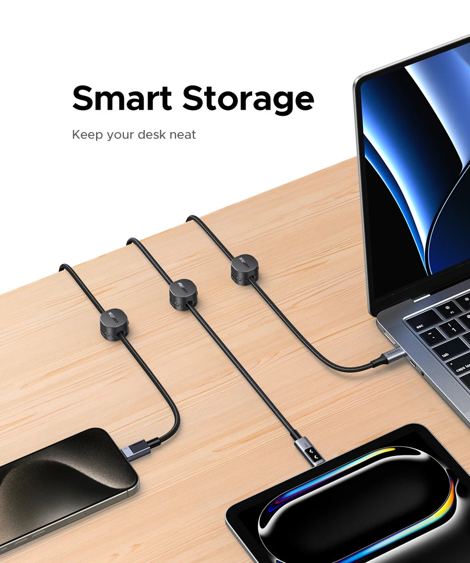 Ugreen Magnetic Cable Organizer Clips for Desk USB Charging Cord Management Holder Wire Ties for Earphone Cable Organizer