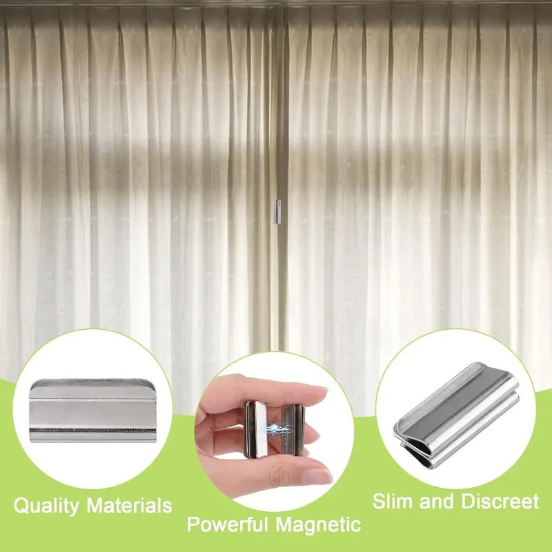 4PCS Strong Magnetic Curtain Clips Nail-Free Blackout Clip Keep Curtain Closed Prevent Light Leaking for Home Bedroom Office