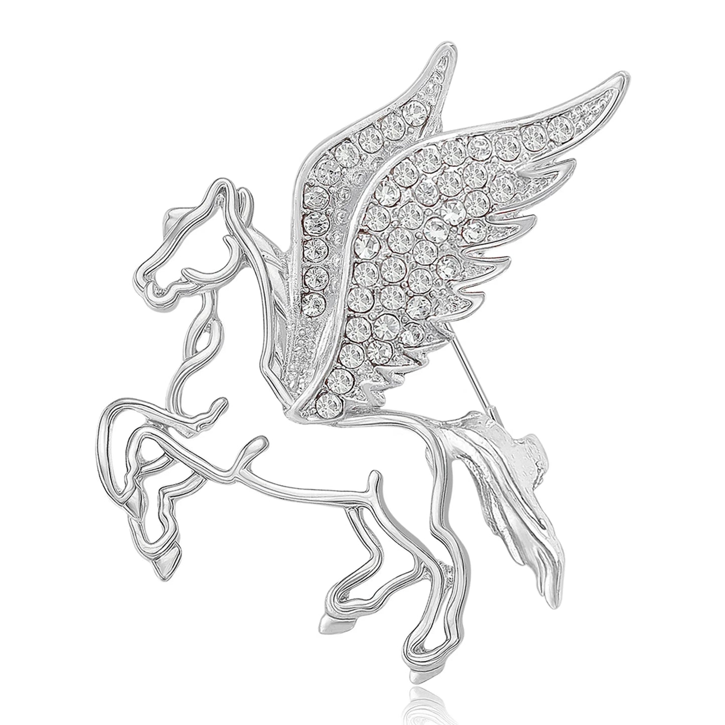 Beaut&Berry Luxury Rhinestone Pegasus Brooches for Women Unisex Animal Pins Casual Party Jewelry Accessories Gifts Decoration