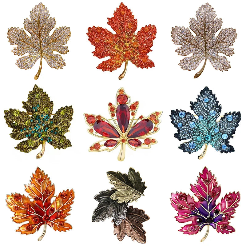 1pc Chic Maple Leaf Brooch with Shiny Rhinestones, Coconut Tree Plant Pin Jewelry Accessories - Great for Personal or Gift Use