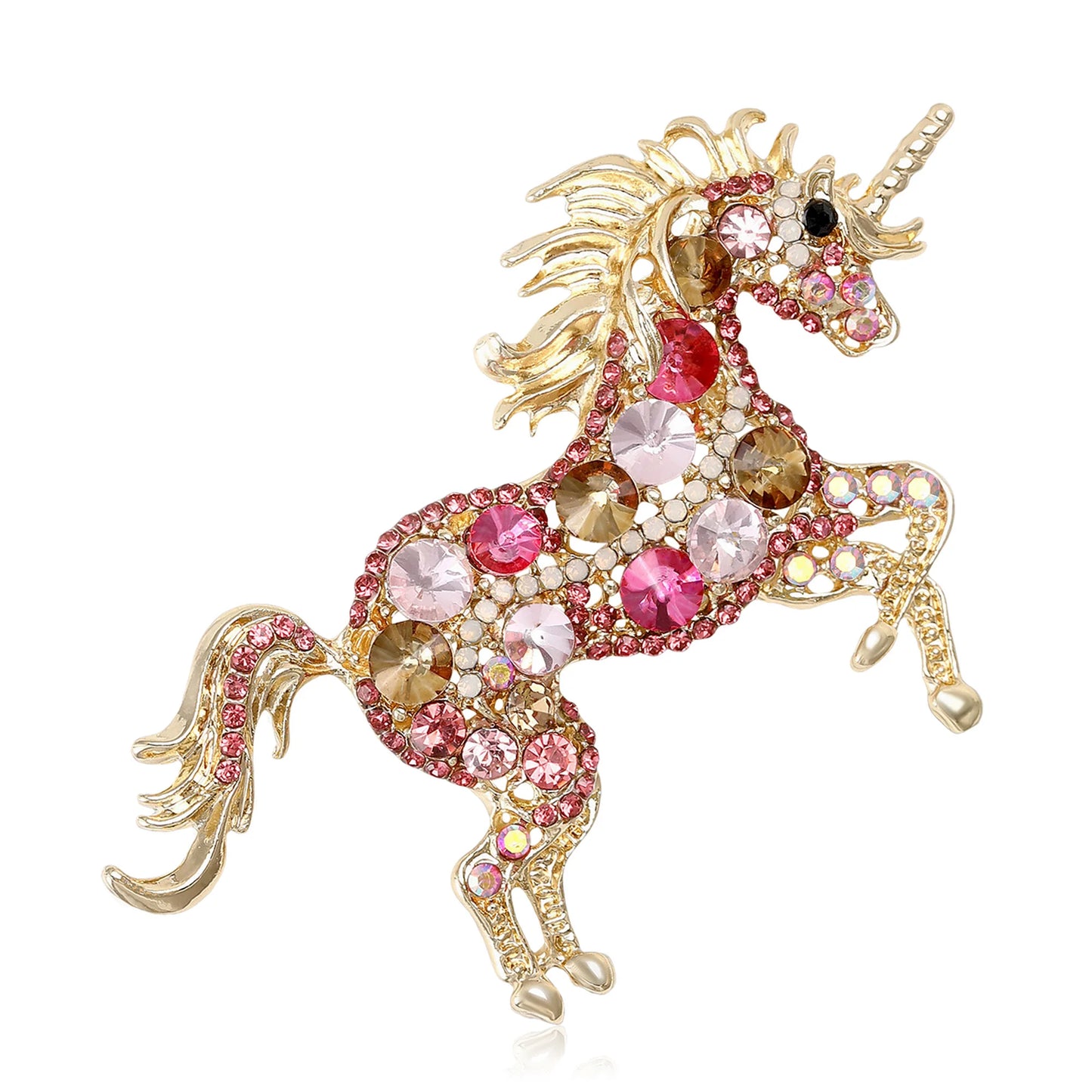 Beaut&Berry Classic Rhinestone Horse Brooches for Women Animal Pin Necklace Luxury  New Year Gifts Friends Zodiac Animal Jewelry