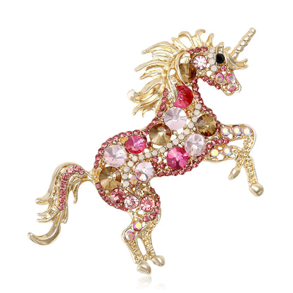 Beaut&Berry Classic Rhinestone Horse Brooches for Women Animal Pin Necklace Luxury  New Year Gifts Friends Zodiac Animal Jewelry