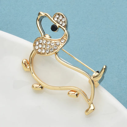 Wuli&baby Lovely Dog Brooches For Women Unisex Alloy Rhinestone Cute Puppy Animal Party Office Brooch Pins Gifts