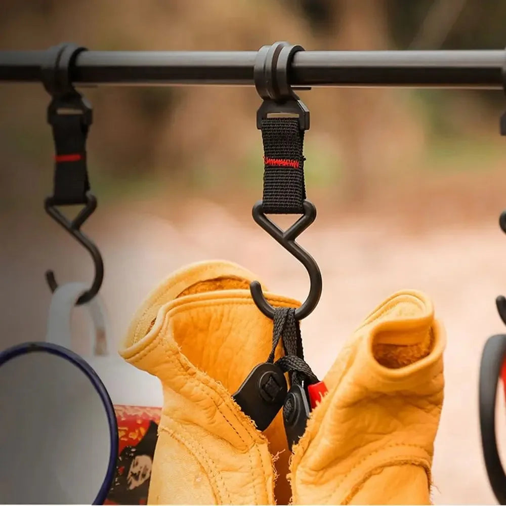 1/5pcs Black Rack Tool Detachable Finishing Hook Pot Pan Hanger Outdoor Camping S-Shaped Hanging Hooks Storage Buckle