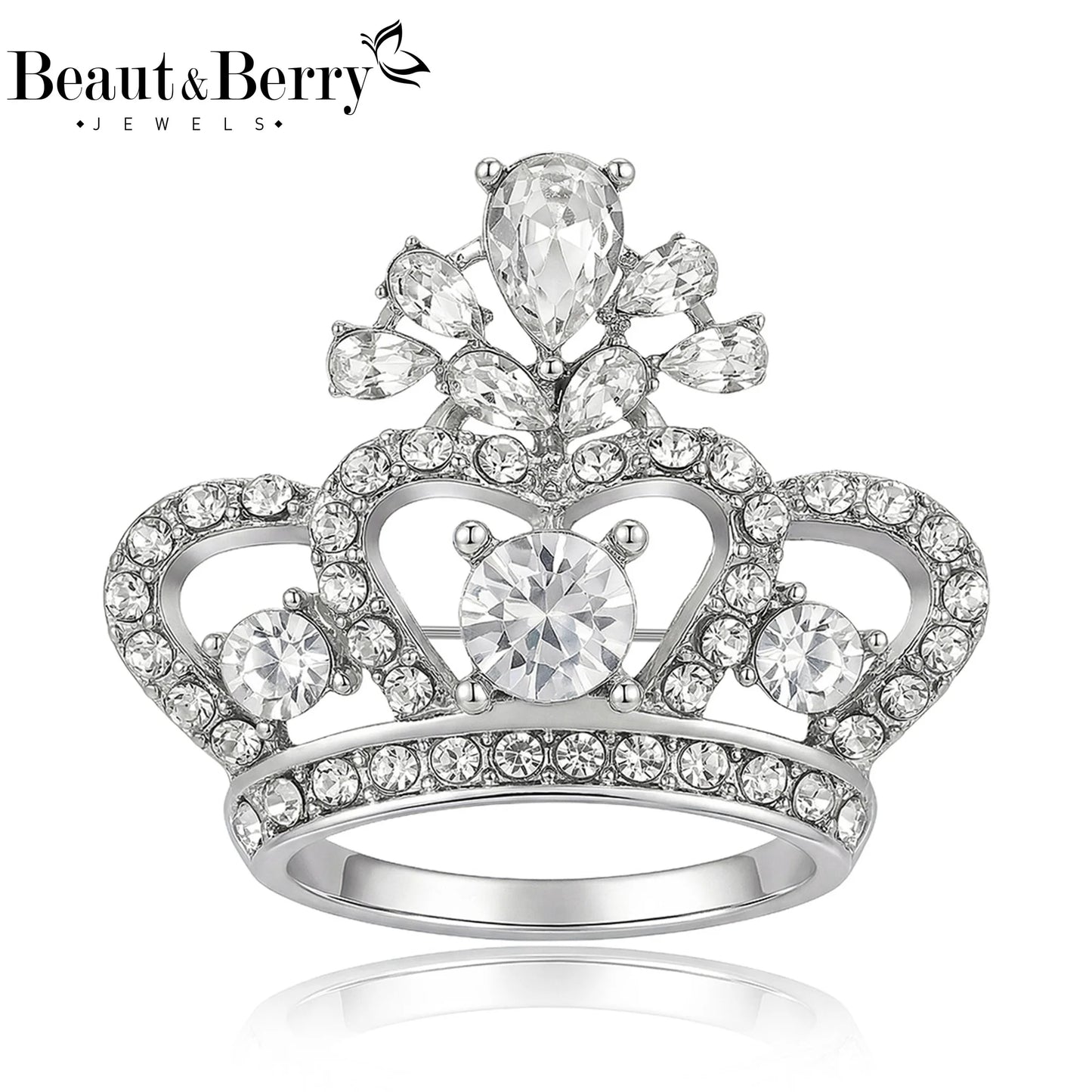 Beaut&Berry Luxury Rhinestone Crown Brooches for Women Unisex Court Pins Casual Party Jewelry Accessories Gifts Decoration