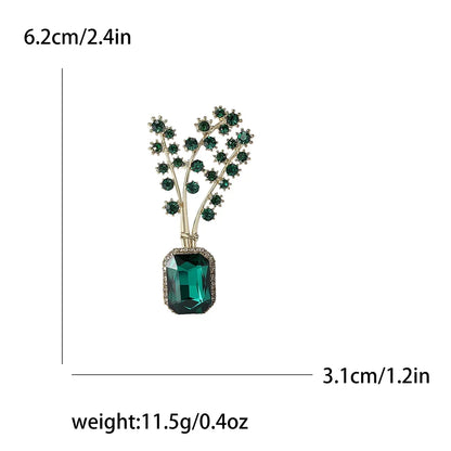 Rhinestone Flower Vase Brooches for Women Plant Pins Event Party Backpack Decoration Clothes Accessories