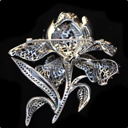 Elegant Luxury Embellished 3D Iris Flower Brooch Pin for Women Fashionable Accessory for Coats And Western Wear Chest Flower ...