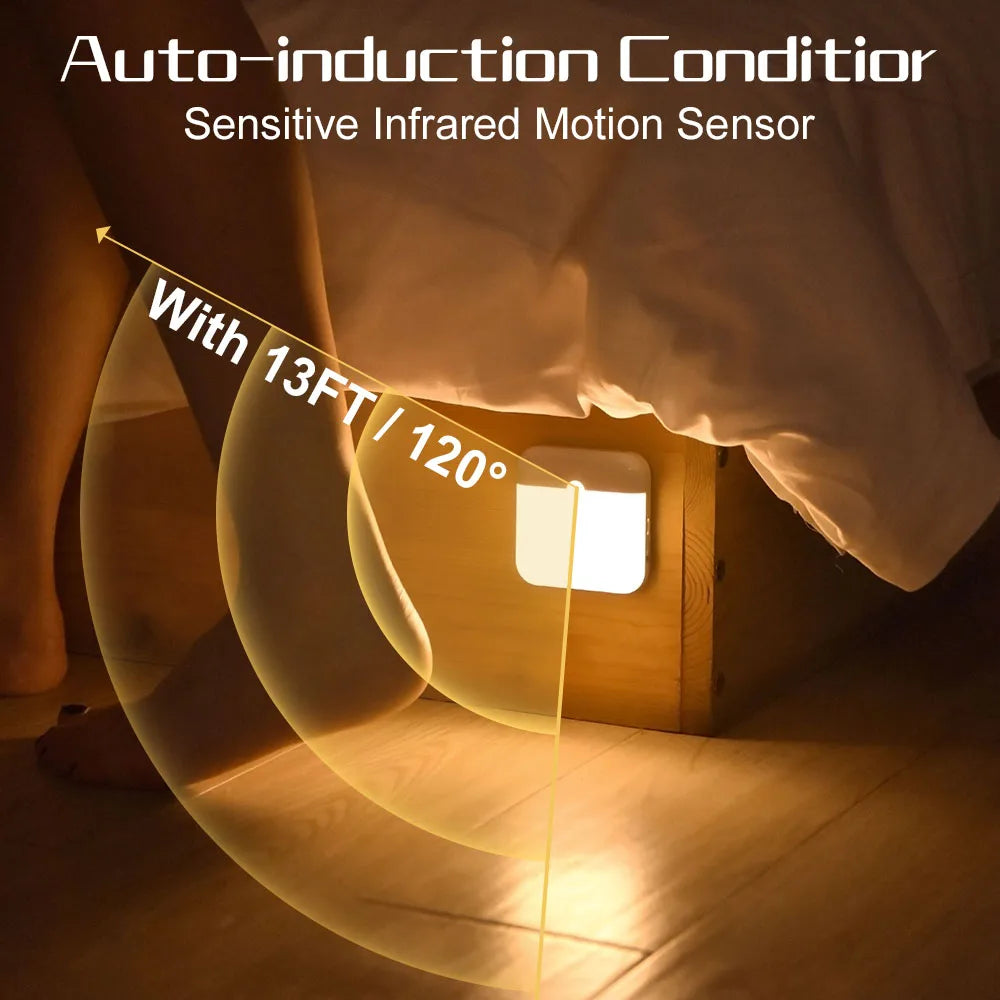 LED Motion Sensor Light Wireless LED Night Light Type C Rechargeable Night Light Cabinet Wardrobe Lamp Staircase For Kitchen LED