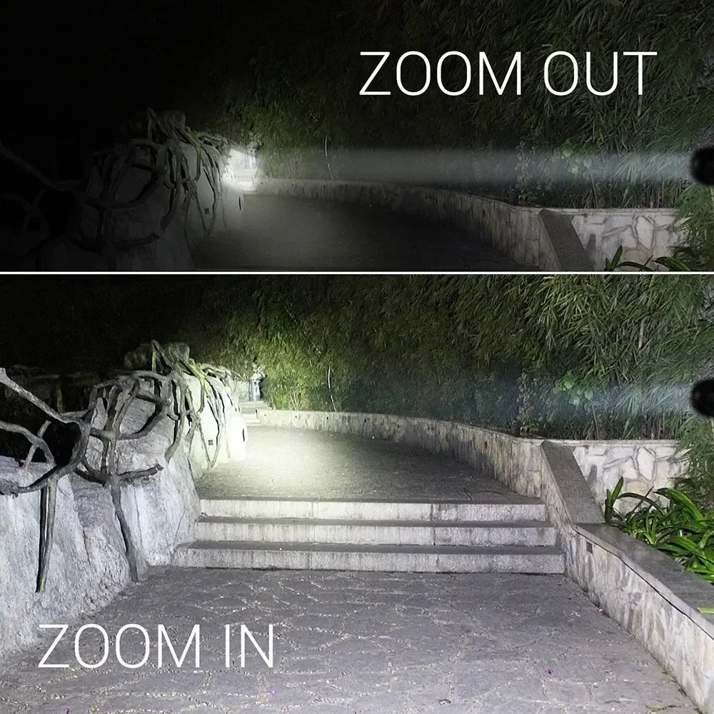 High Power T6 LED Flashlights Camping Torch 5 Light Modes Zoom Light Aluminum Alloys Waterproof Material External 18650 Battery