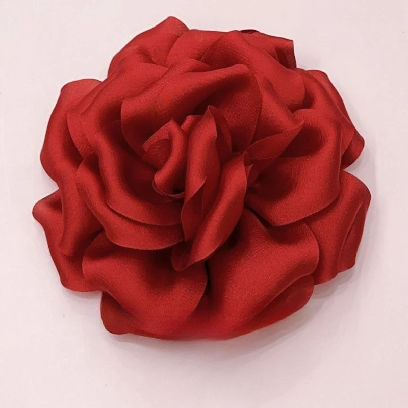 11CM Handmade Fabric Rose Flower Brooch Korean Fashion Corsage Lapel Pins for Women Accessories Wedding Party Jewelry