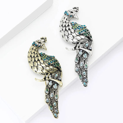 Beaut&Berry Luxury Rhinestone Peacock Brooch for Women Animal Bird Pins Casual Party Accessories New Gifts Friends Decoration