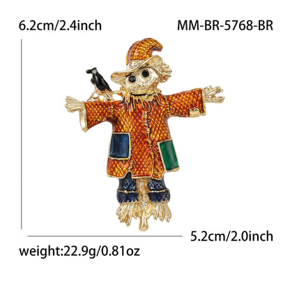 Beaut&Berry Classic Enamel Scarecrow Brooches for Women Unisex Figure Pins Casual Party Jewelry Accessories Gifts Decoration