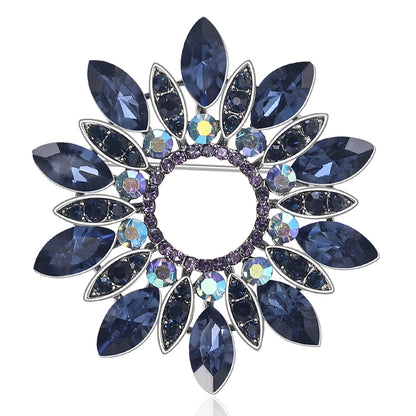 Beaut&Berry Luxury Rhinestone Wreath Brooches for Women Crystal Glass Pins Friends Party Gift Jewellery Accessories