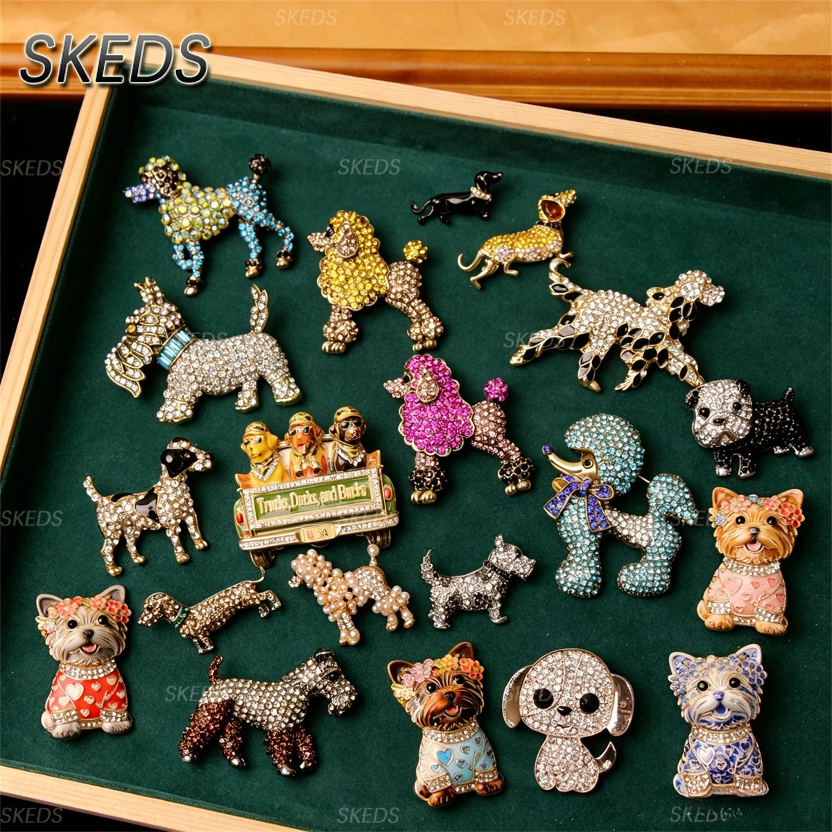 SKEDS Cute Dog Rhinestone Brooch for Women Multicolor Crystal Poodle Yorkshire Schnauzer Puppy Pin Animal Pet Jewelry Gift