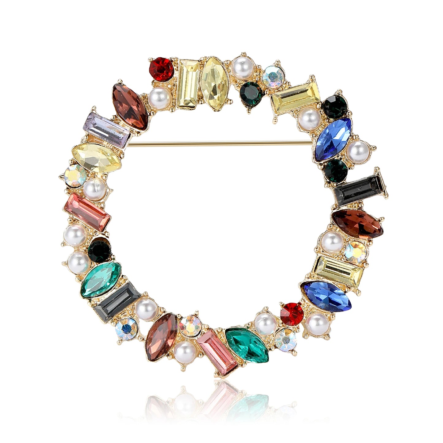 Beaut&Berry Luxury Rhinestone Wreath Brooches for Women Unisex Plant Pins Multi-color Available Casual Party Accessories Gifts