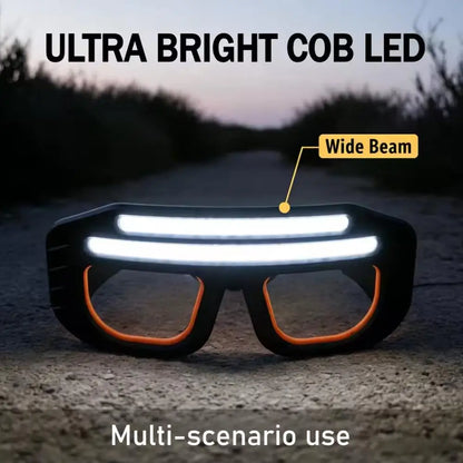 Rechargeable LED Glasses Headlight Glasses with Motion Sensor & Touch Control Unhindered Head Light for Running Camping Work