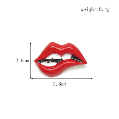 Wuli&baby Red Lip Enamel Brooches Women Men Party Banquet Alloy Brooches Pins Girls' Hats Bags Accessories