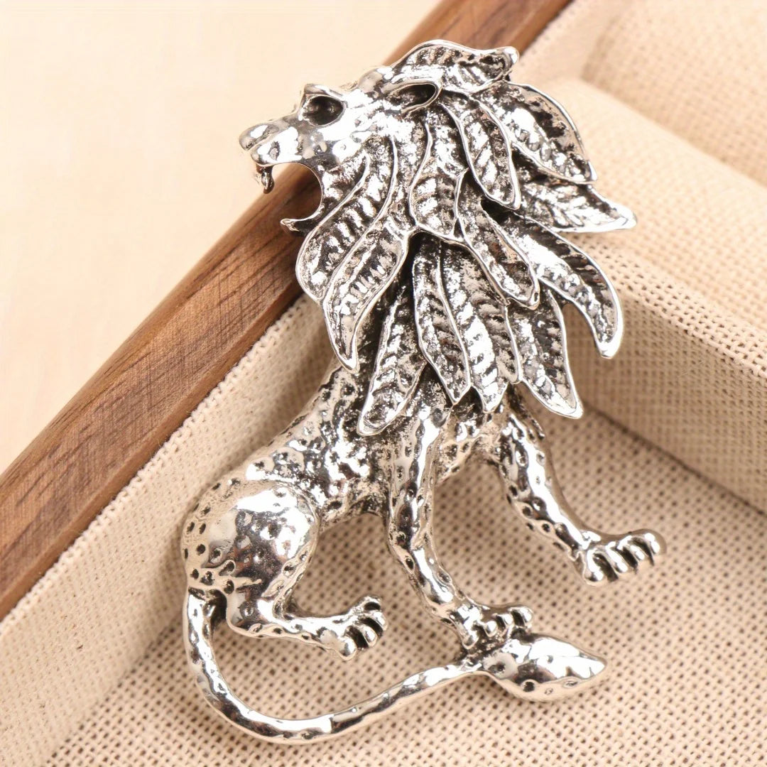 Baroque-style Luxury Vintage Heavy-Duty Lion Animal Design Brooches for Men and Women, Jewelry and Fashion Accessories