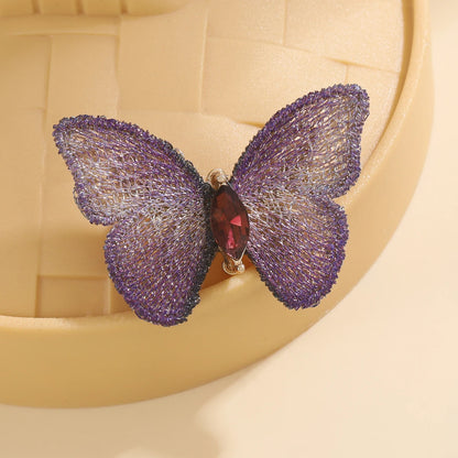 Luxury Blue Purple Crystal Embroidery Fabric Butterfly Brooches For Women Unisex Insect Corsage Pins Wedding Jewelry Best Gift