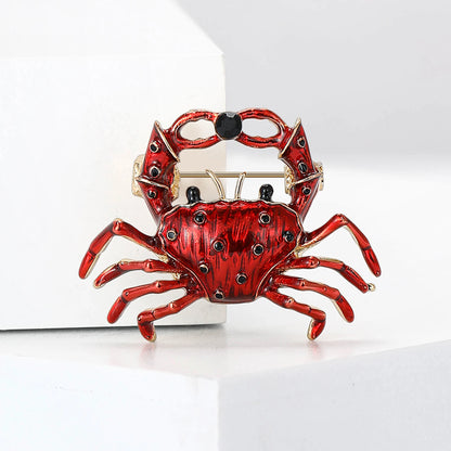 Enamel Rhinestone Crab Brooches For Women Unisex Animal Pins Multi-color Available Casual Party Accessories Gifts