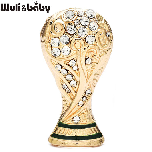 Wuli&baby Football Trophy Brooches For Women Unisex Rhinestone Enamel Cup Party Casual Brooch Pins Gifts