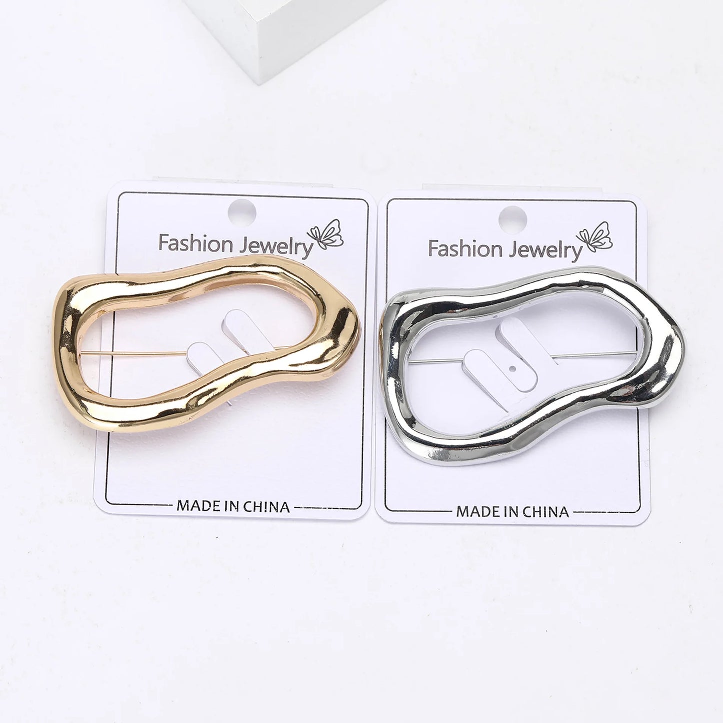 Trendy Irregular Big Circle Brooches for Women Men Gold Plated Silver Color Metal Lapel Pins Geometric Jewelry Gifts