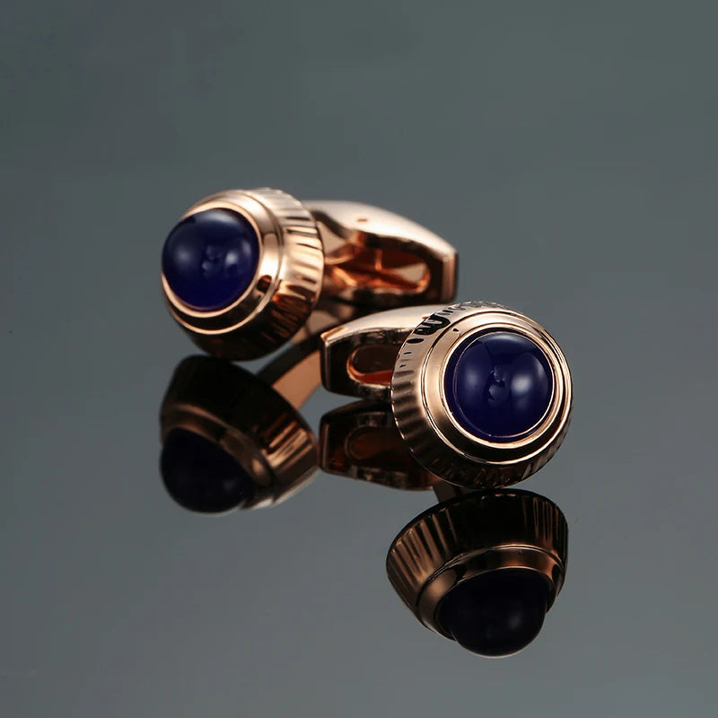 Novelty Luxury Blue White Crystal Cufflinks for Mens  Brand High Quality Design gold silvery Cuffbutton Shirt  Jewelry
